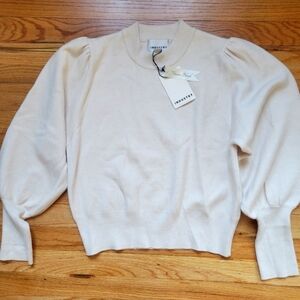 Industry Cream Sweater Women’s Large Balloon Sleeve New Soft Cozy Cottage Core